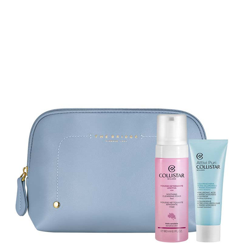 Attivi Puri Cica-Maschera Acido Ialuronico + Madecassoside Cofanetto 75 ML Maschera Viso + 180 ML Mousse Detergente Lenitiva Viso + Beauty-Bag THE BRIDGE