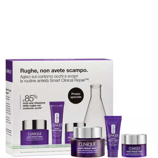 Clinique Smart Clinical Repair Wrinkle Correcting Eye Cream Confezione 15 ML Crema Contorno Occhi + 10 ML Siero Viso + 5 ML Crema Viso Giorno