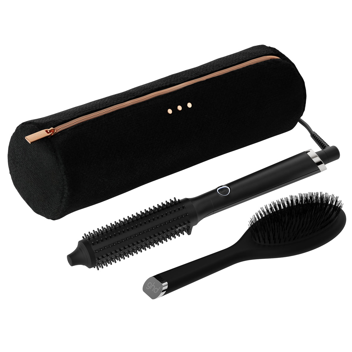ghd rise hot brush festive gift set in black