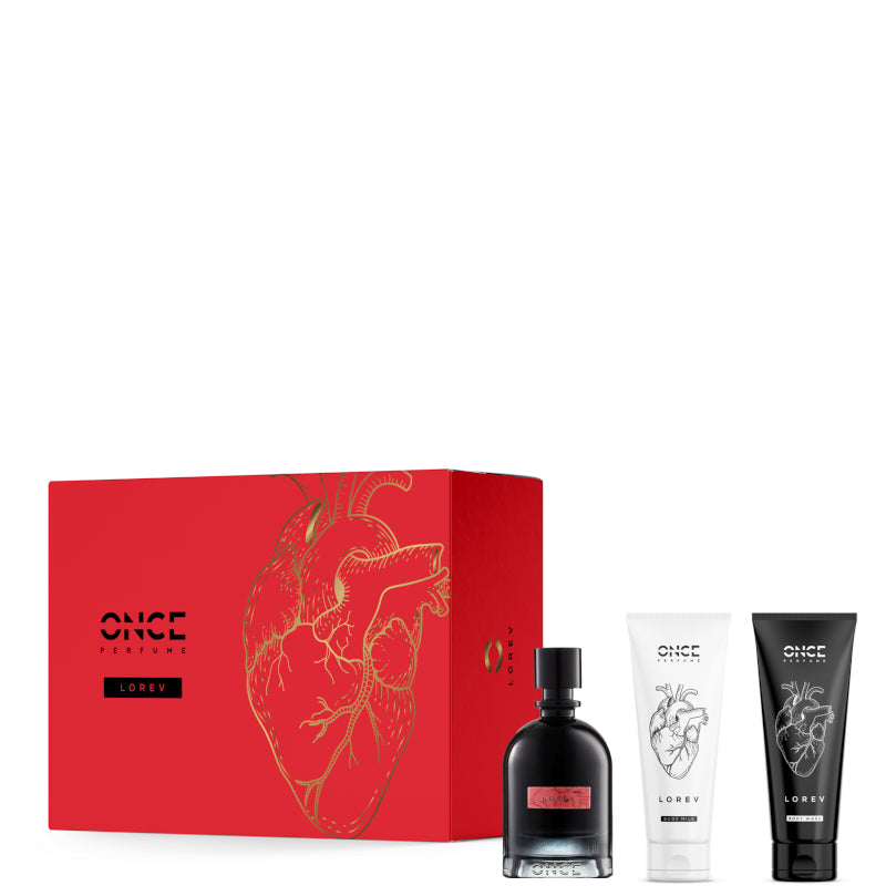 ONCE Perfume Lorev Confezione 100 ML Eau de Parfum Intense + 100 ML Body Milk + 100 ML Body Wash