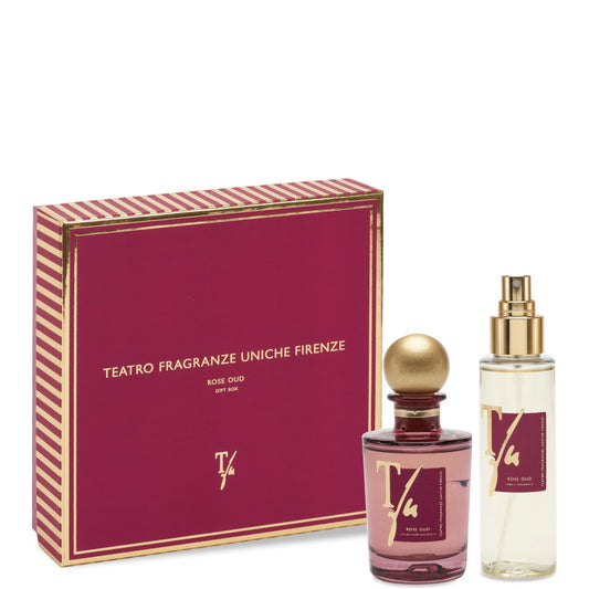 Teatro Fragranze Uniche Rose Oud 100 ML Diffusore con bastoncini + 100 ML Spray Tessuto