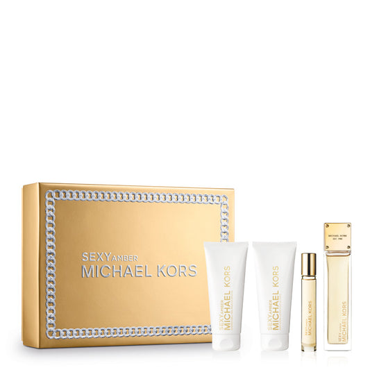 Michael Kors Sexy Amber Confezione 100 ML Eau de Parfum + 100 ML Shower Gel + 100 ML Body Lotion + 10 ML Eau de Parfum Travel Spray