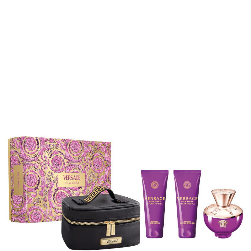 Versace Pour Femme Dylan Purple Confezione 100 ML Eau de Parfum + 100 ML Shower Gel + 100 ML Body Lotion + Versace Beauty