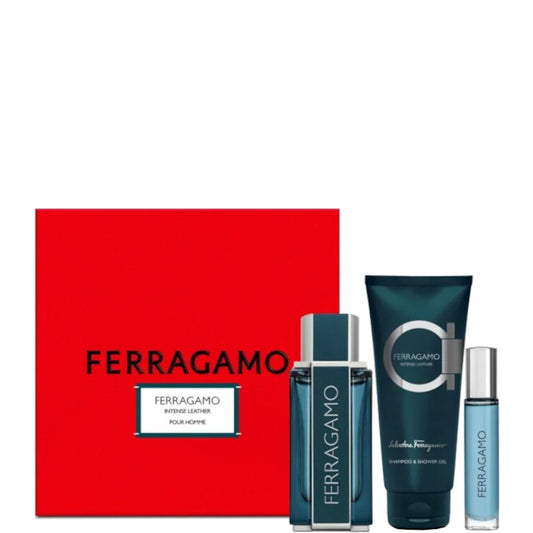 Ferragamo Intense Leather Confezione 100 ML Eau de Parfum + 100 ML Shower Gel + 10 ML Eau de Parfum Travel Spray