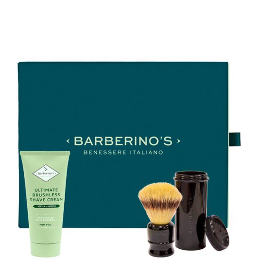 Barberino's - Cool Traveler Set - Set da Viaggio Pennello da Barba Viaggio + 100 ML Crema da Rasatura