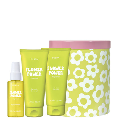 HAPPYBOX KIT 4 FLOWER POWER 100 ML Acqua Profumata + 200 ML Latte Corpo + 200 ML Gel Doccia