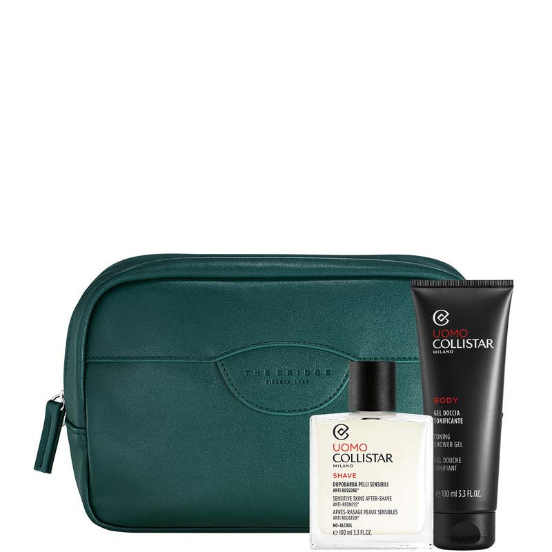 Dopobarba Pelli Sensibili Anti Rossore - Uomo Cofanetto 100 ML Balsamo Dopobarba + 100 ML Gel Doccia Tonificante 100 + Travel-Bag THE BRIDGE