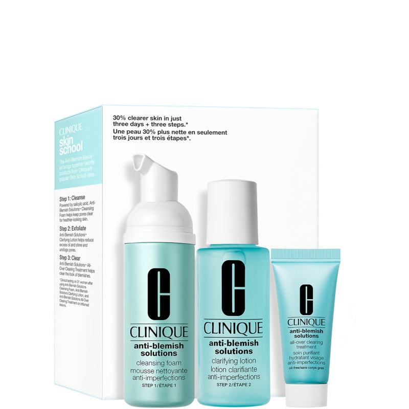 Anti-Blemish Solutions™ Confezione 50 ML Mousse Detergente + 60 ML Lozione detergente + 15 ML Trattamento Idratante Viso