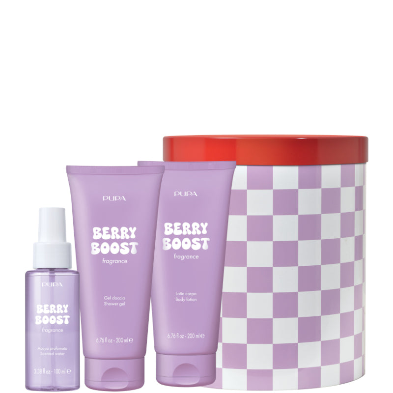 HAPPYBOX KIT 4 BERRY BOOST 100 ML Acqua Profumata + 200 ML Latte Corpo + 200 ML Gel Doccia