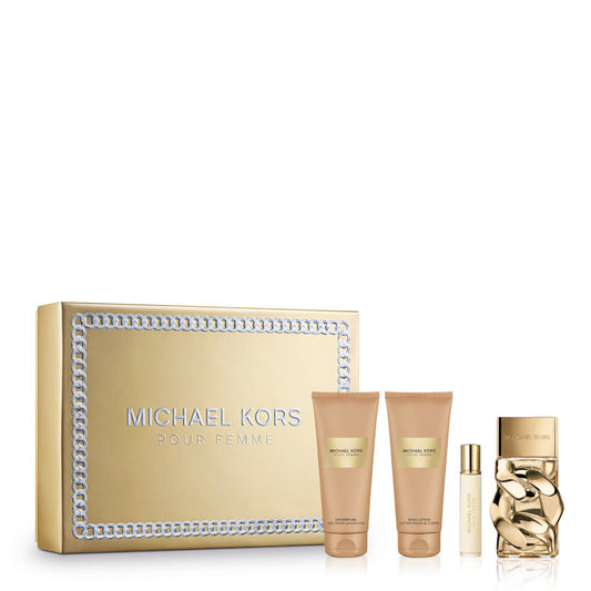 Michael Kors Pour Femme Confezione 100 ML Eau de Parfum + 100 ML Shower Gel + 100 ML Body Lotion + 10 ML Eau de Parfum Travel Spray