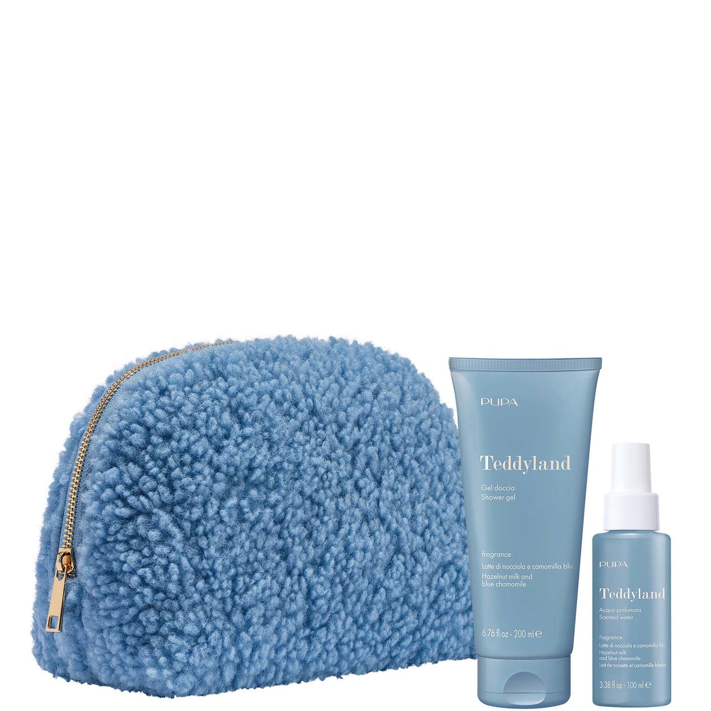 Teddyland Gel Doccia + Acqua Profumata Latte di Nocciola e Camomilla Blu