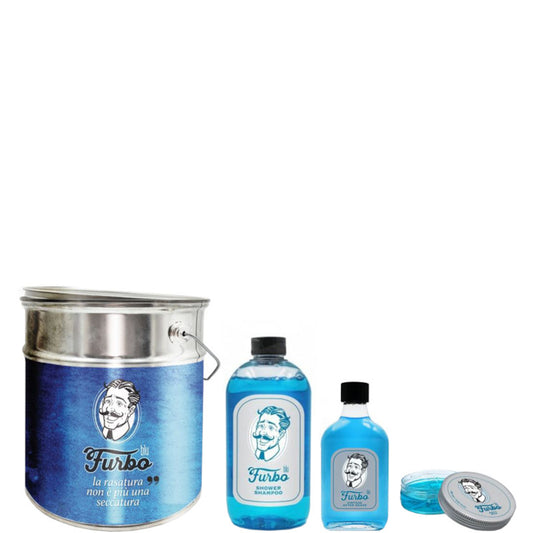 Furbo Blu After Shave + Shower Shampoo + AQUA WAX Cera per Capelli Confezione 200 ML Lozione Dopo Barba + 500 ML Gel Doccia e Shampoo + 100 ML Gel Capelli