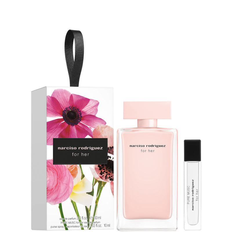 Narciso Rodriguez For Her EDP Confezione 100 ML for her Eau de Parfum + 10 ML for her PURE MUSC eau de parfum purse spray