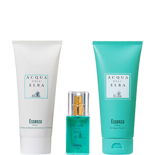 Acqua dell'Elba Essenza Donna Confezione 15 ML Eau de Parfum + 200 ML Gel Doccia + 200 ML Crema Corpo