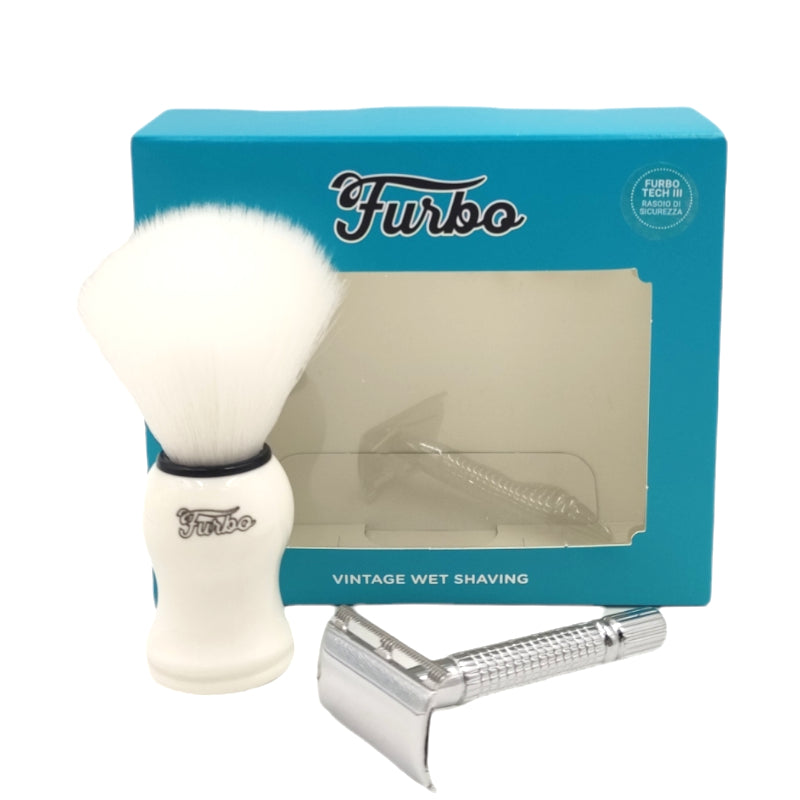 Rasoio di sicurezza Furbo Tech III + Pennello Professionale VINTAGE WET SHAVING