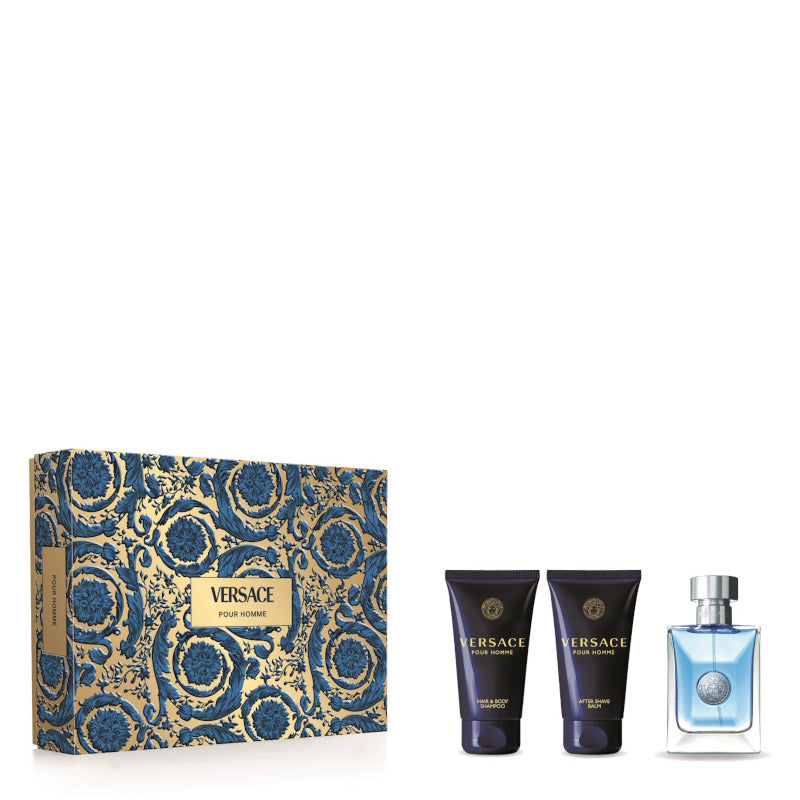 Versace Pour Homme Confezione 50 ML Eau de Toilette + 50 ML After Shave Balm + 50 ML hair & body shampoo