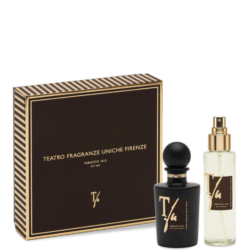 Teatro Fragranze Uniche Tabacco 1815 100 ML Diffusore con bastoncini + 100 ML Spray Tessuto