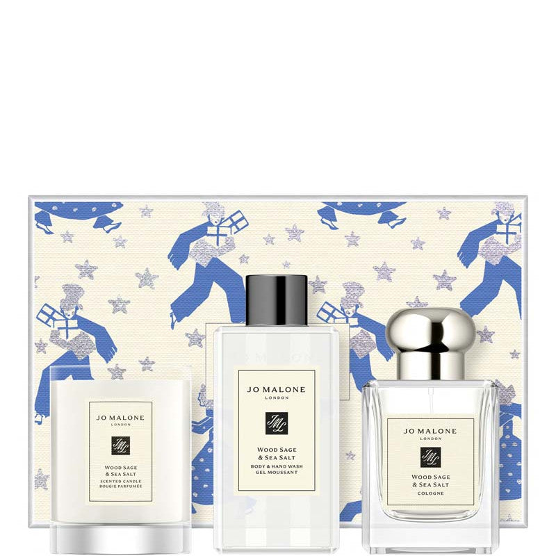 Jo Malone London Wood Sage & Sea Salt Collection LIMITED EDITION 50 ML Cologne + 100 ML Body & Hand Wash + 65 GR Candela