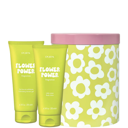 HAPPYBOX KIT 2 FLOWER POWER 200 ML Gel Esfoliante Corpo + 200 ML Latte Corpo