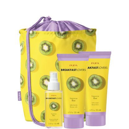 BREAKFAST LOVERS KIT 4 Latte Doccia - Latte Corpo - Acqua Profumata KIWI 100 ML Acqua Aromatica Corpo + 200 ML Latte Doccia + 200 ML Latte Corpo