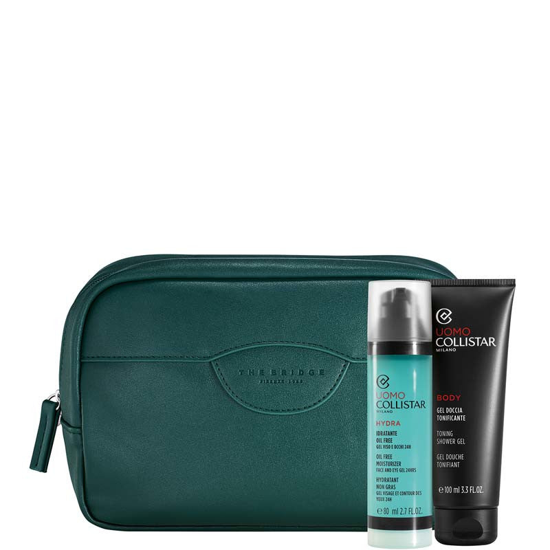 Hydra Idratante Oil Free - Uomo Cofanetto 80 ML Idratante Viso + 100 ML Gel Doccia Tonificante + Travel-Bag THE BRIDGE