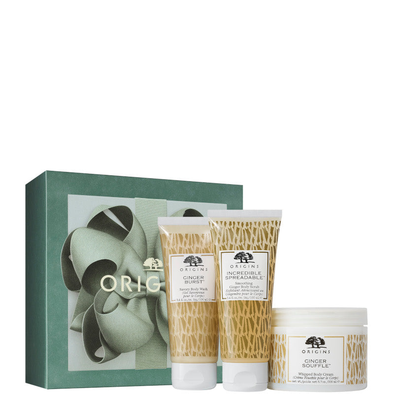 Origins GINGER Souffle Body Cream Confezione 200 ML Crema Corpo + 100 ML Gel Doccia + 100 ML Scrub Corpo