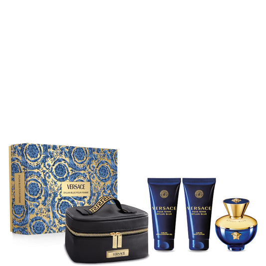 Versace Pour Femme Dylan Blue Confezione 100 ML Eau de Parfum + il 100 ML Shower Gel + 100 ML Body Lotion + Versace Beauty